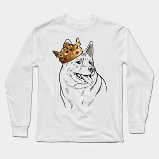 Norwegian Elkhound Dog King Queen Wearing Crown Long Sleeve T-Shirt